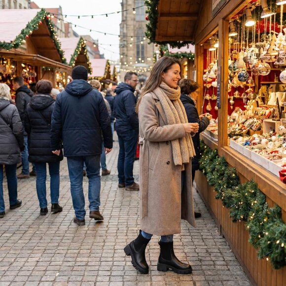 Women's Black Pm Stylish Chunky Elegant Fashionable Breathable Ankle Boots - Picture 3 of 7